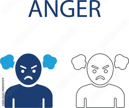 Anger Icon Illustration of an Angry Person icon, Line art icons design
