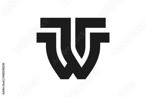 A bold black and white logo featuring two stylized w shapes intertwined design