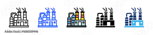 Oil Refinery Icon Collection With Multiple Styles
