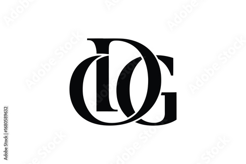 A black and white image showing an intertwined graphic of the letters d and g