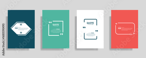 Modern Quote Template Collection with Colorful Speech Bubbles, Minimalist Text Box Frames for Communication, Social Media, Banner, and Presentation Design in Flat Style