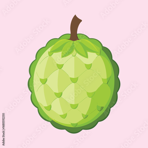 A vibrant cartoon drawing of a ripe and delicious custard apple