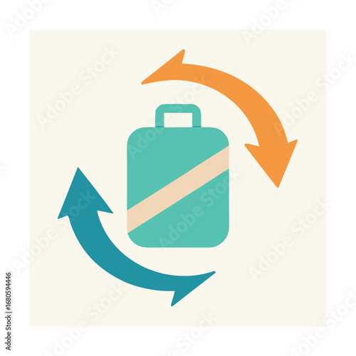 Two Arrows Wrapping a Travel Bag Icon Illustration