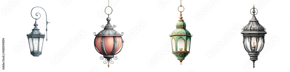 Fototapeta premium Vintage Street Lanterns: Decorative Lighting Elements