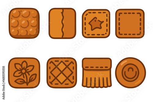 Children's Leather Patterns. Flat vector mini-illustrations leather patterns in colors children's illustrations: embossed leather,