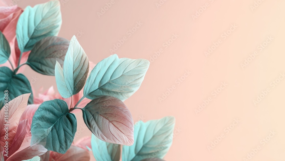 Obraz premium Pastel-toned leaves in a soft, muted color palette