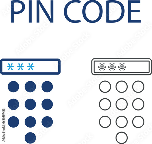 PIN Code Interface Concept icon, Line art icons design