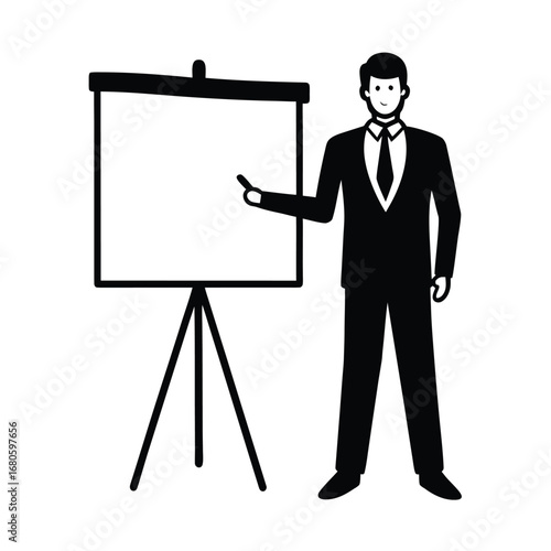 Businessman with Presentation Board Vector Illustration