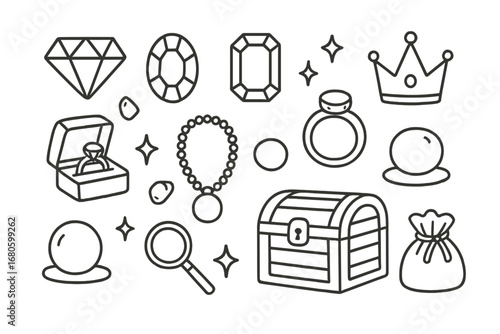 Gemstone Doodle Collection. Hand-drawn doodle illustration gemstone collection diamond, ruby, sapphire, emerald, amethyst, topaz,