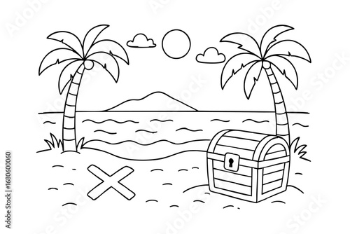 children coloring on the theme of pirates vector