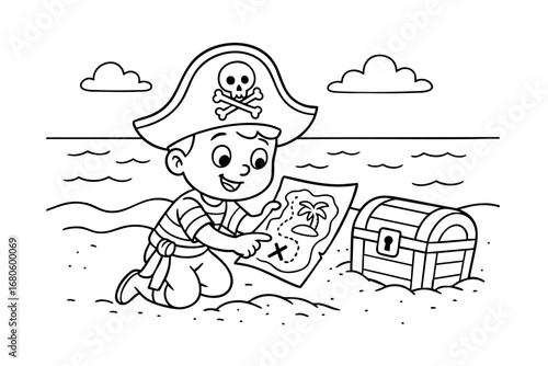 children coloring on the theme of pirates vector
