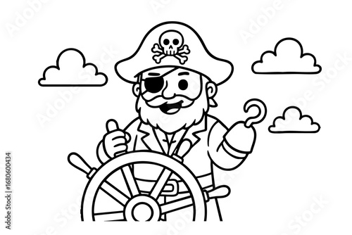 children coloring on the theme of pirates vector