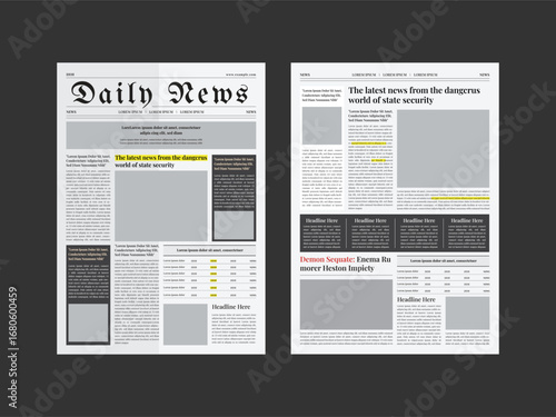 The daily newspaper layout, magazine design, Vintage or old fashioned Newspaper layout