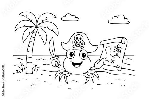 children coloring on the theme of pirates vector