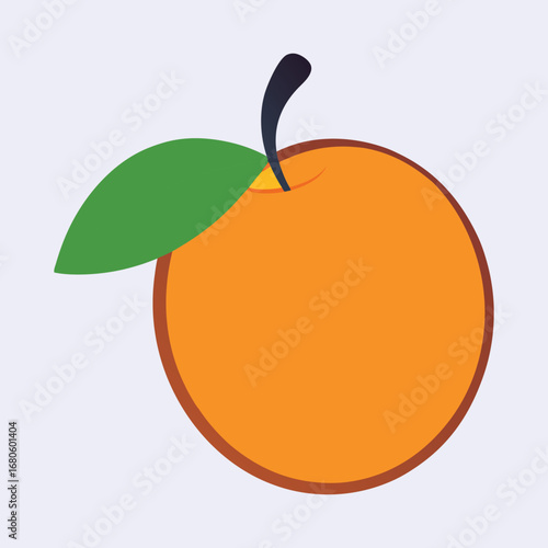 Stylized Orange Fruit Illustration with Simple Shapes and Bold Colors