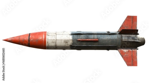 Military illustration. A missile in plain white background.