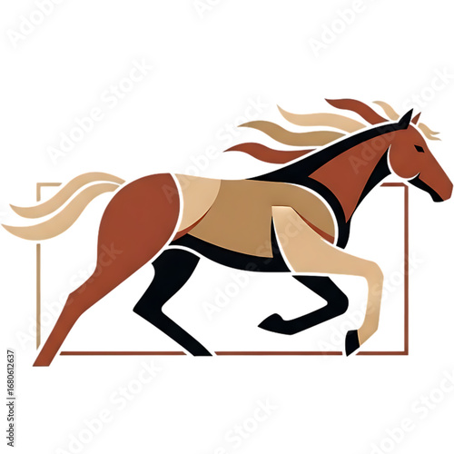 Stylized Running Horse – Modern Abstract Brown and Beige Horse Vector Illustration