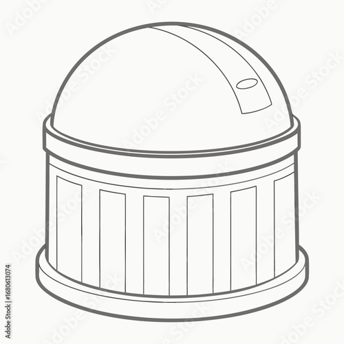 Illustration of an observatory dome, showcasing its architectural design and scientific purpose for astronomical observation and research of the sky and space