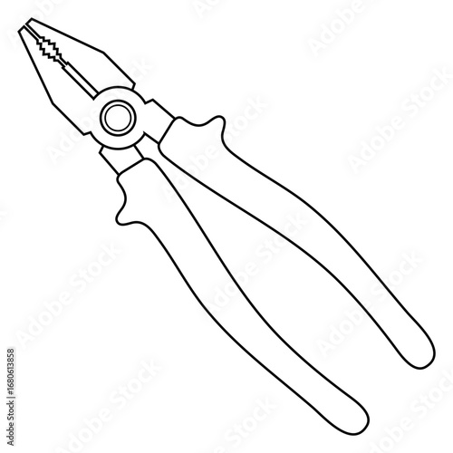 Logo pliers. Icono silueta de herramienta alicates con líneas 