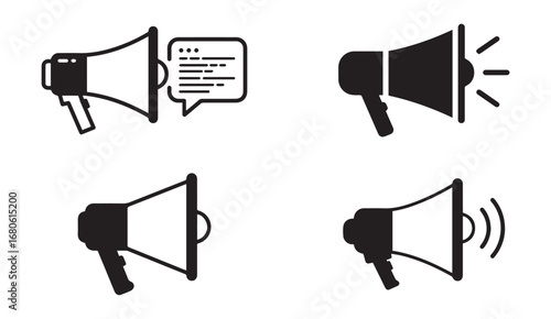 Vector Loudspeaker Icon – Black and White Minimal Speaker Symbol for Sound, Announcement, and Audio Communication