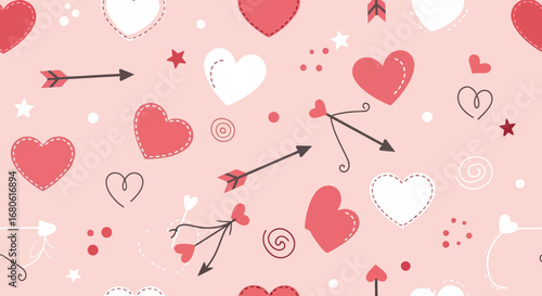 Romantic Valentine Background Vector with Roses and Pink Gradient