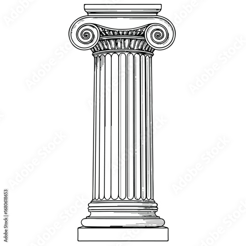 Ionic column isolated on white background
