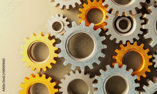 Multiple gears connecting in harmony teamwork and process concept Generative AI
