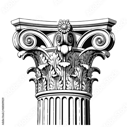 Corinthian column capital isolated on white background