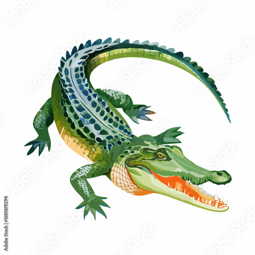 Watercolor hand drawn Crocodile Illustration