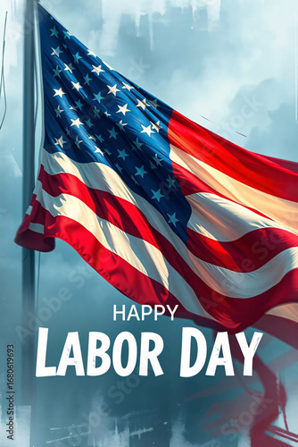 Blurred American flag with 