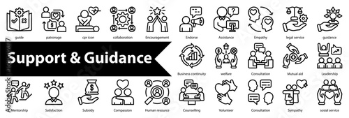 Support And Guidance icon sheet  collection