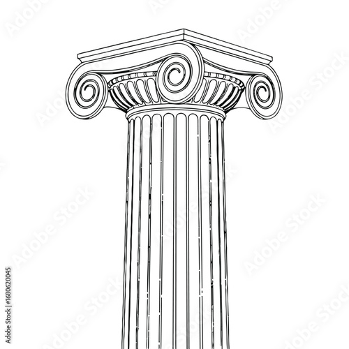 Ionic column capital isolated on white background