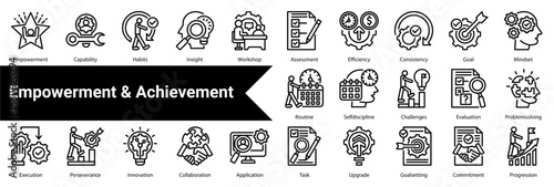 Empowerment And Achievement icon sheet  collection
