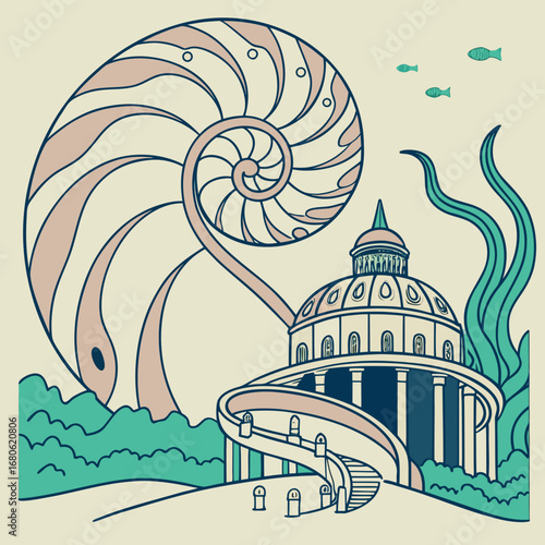 vector illustration of a seashell