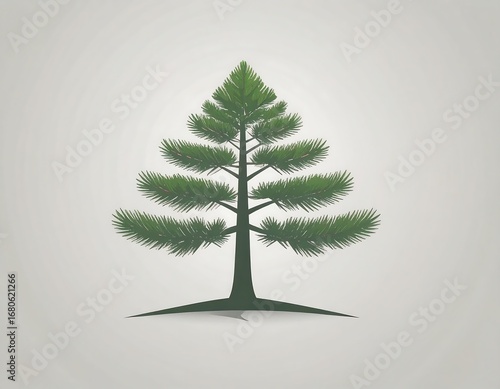 A stylized illustration of a pine tree against a neutral backdrop.
