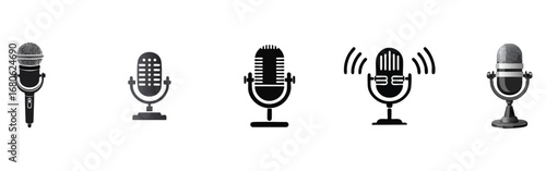 Microphone Audio Sound Recording Vector Icons
