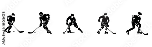 Ice Hockey Player Pushing Puck Vector Icon