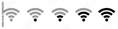 Signal strength icon vector set. Network signal illustration sign collection. Wifi signal symbol. Signal web icons. Wi fi symbols for web and mobile app.