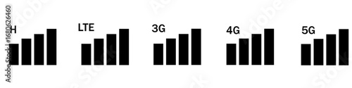 Signal strength icon vector set. Network signal illustration sign collection. Wifi signal symbol. Signal web icons. Wi fi symbols for web and mobile app.