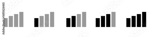 Signal strength icon vector set. Network signal illustration sign collection. Wifi signal symbol. Signal web icons. Wi fi symbols for web and mobile app.