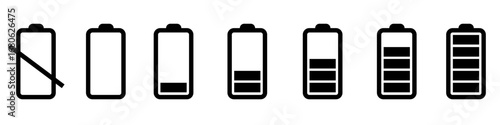 Battery charge icon vector set. indicator battery illustration sign collection. accumulator symbol or logo.