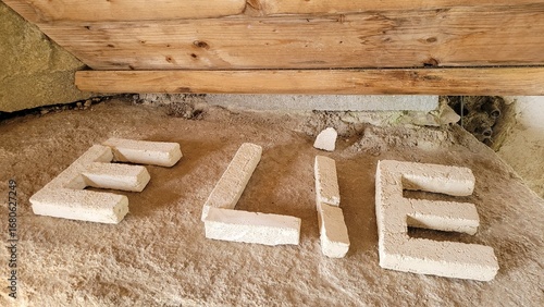 Prénom Elie ou Élie avec des pierres sur plan de travail
