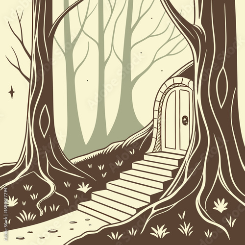 vector illustration of a tree in the forest