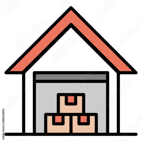 Warehouse lineal color icon