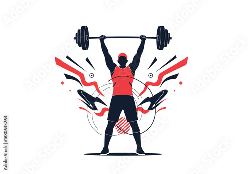 Athlete demonstrates exceptional strength lifting heavy barbell during intense fitness training session