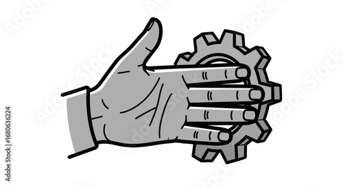 Vector art of hand holding a gear