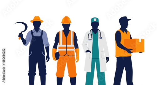 Vector art of diverse workers in uniform