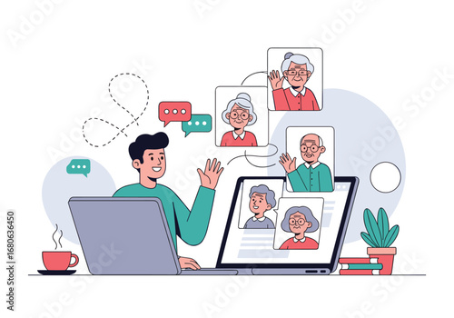 Connecting with family and friends through digital video communication and online interactions