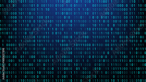 binary code digital background with futuristic blue technology design data stream cyber pattern glowing numbers for modern cyberspace and computer programming themes