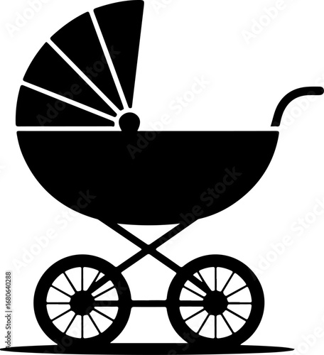 Modern baby carriage silhouette vector  illustration